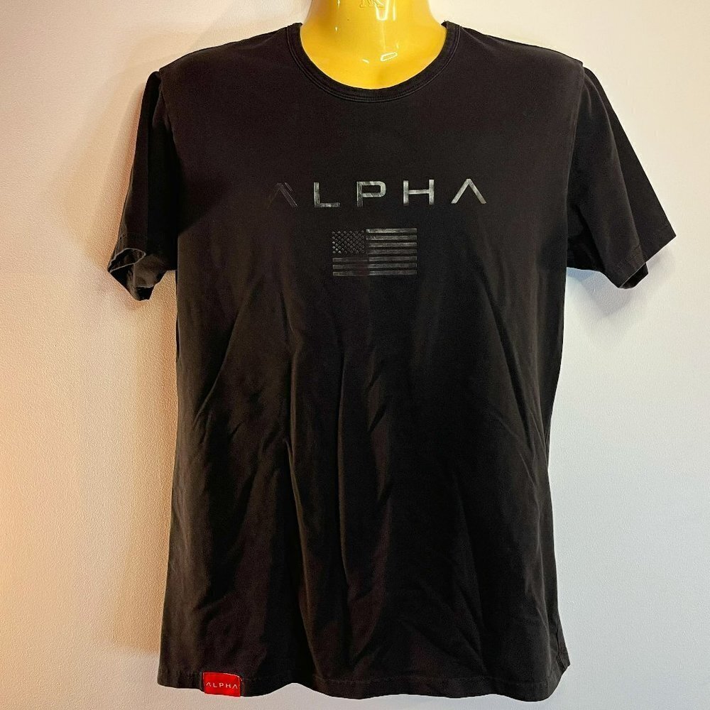Alpha Men's Athleti-Fit USA Black Stretch T-shirt - Size Medium